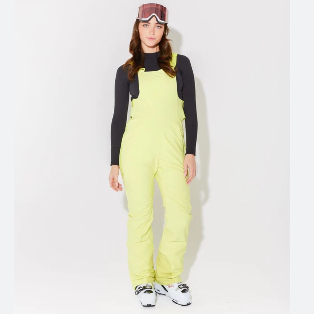 NWT Halfdays Carson Bib Pant in Granita / Neon Yellow Ski Snowboard Bibs